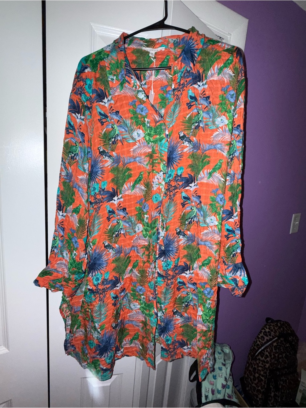 Jane and Delancey Orange Tropical Print Swim Coverup